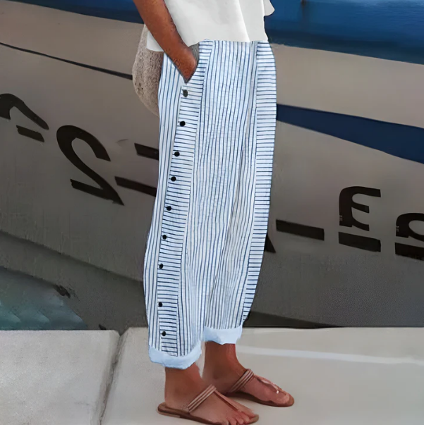 Pantalon Sarouel Court Rayé Pour Femme