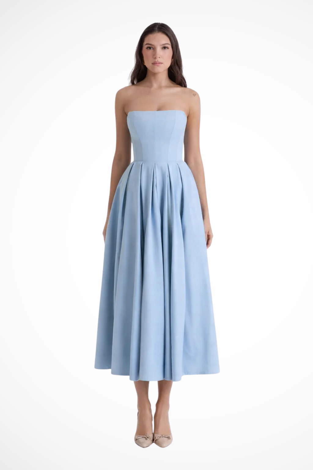 Robe Midi Bustier Fluide Élégante pour Femme