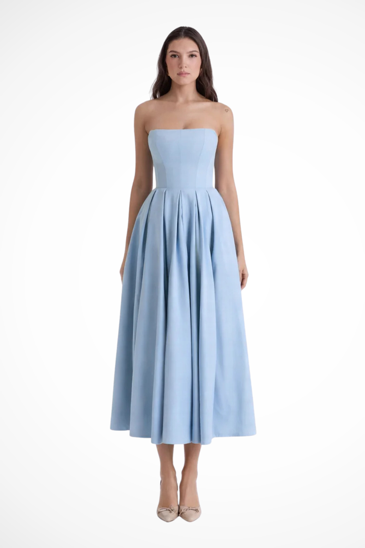 Robe Midi Bustier Fluide Élégante pour Femme
