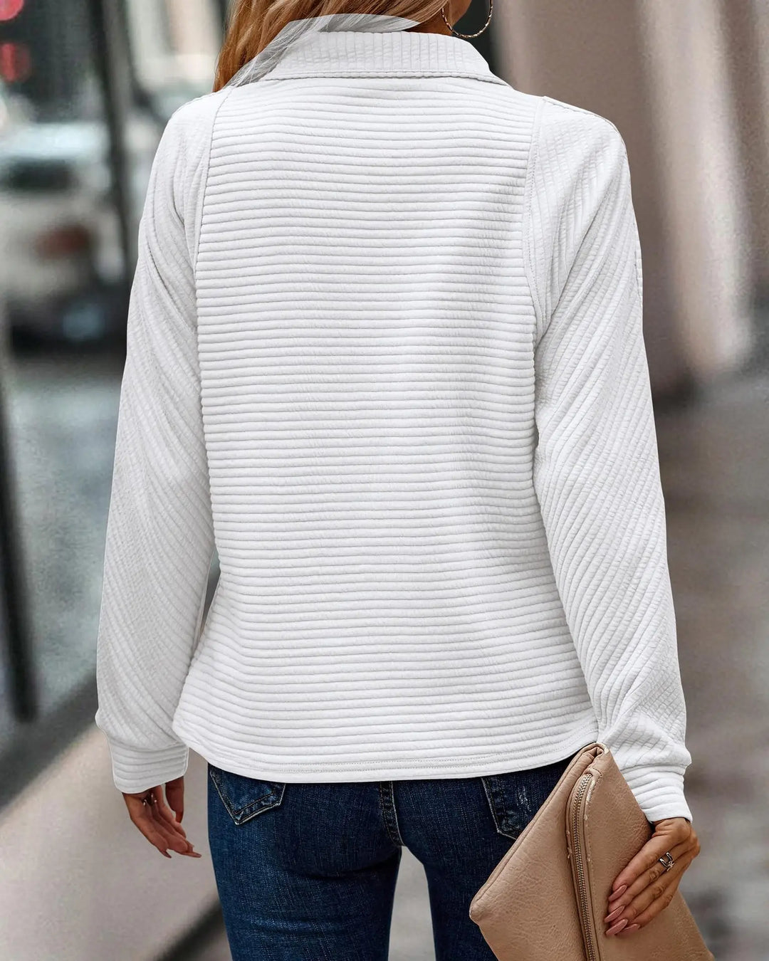 Women's Zip-Neck Long-Sleeve Pullover