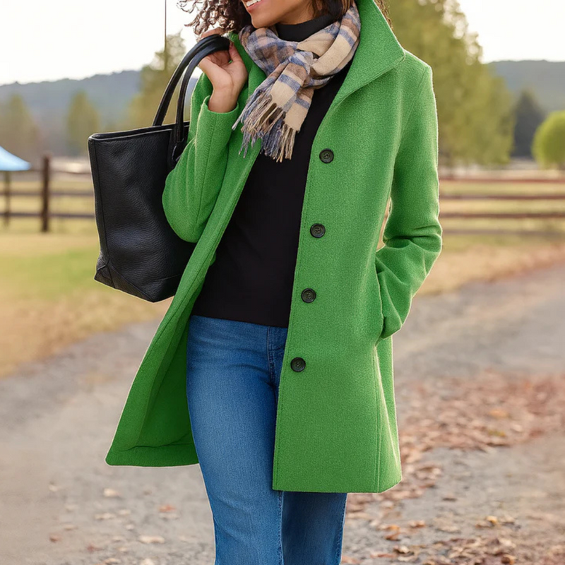 Manteau Long Femme Élégant avec Col Tailleur