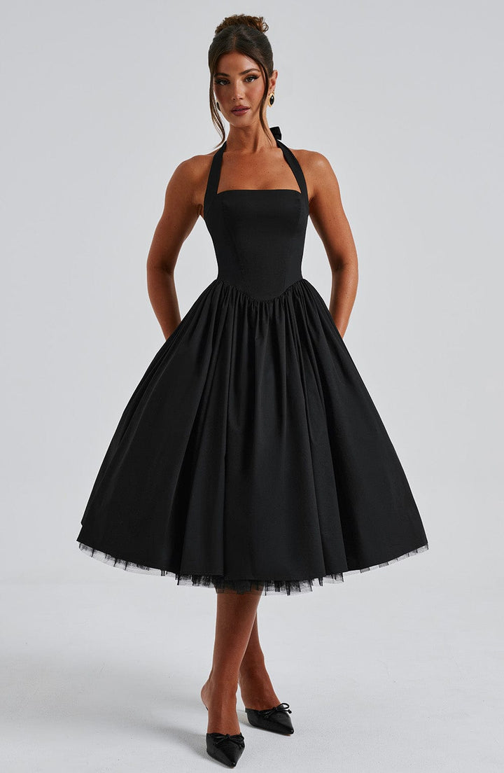 Elegantní midi šaty na ramínka pro ženy