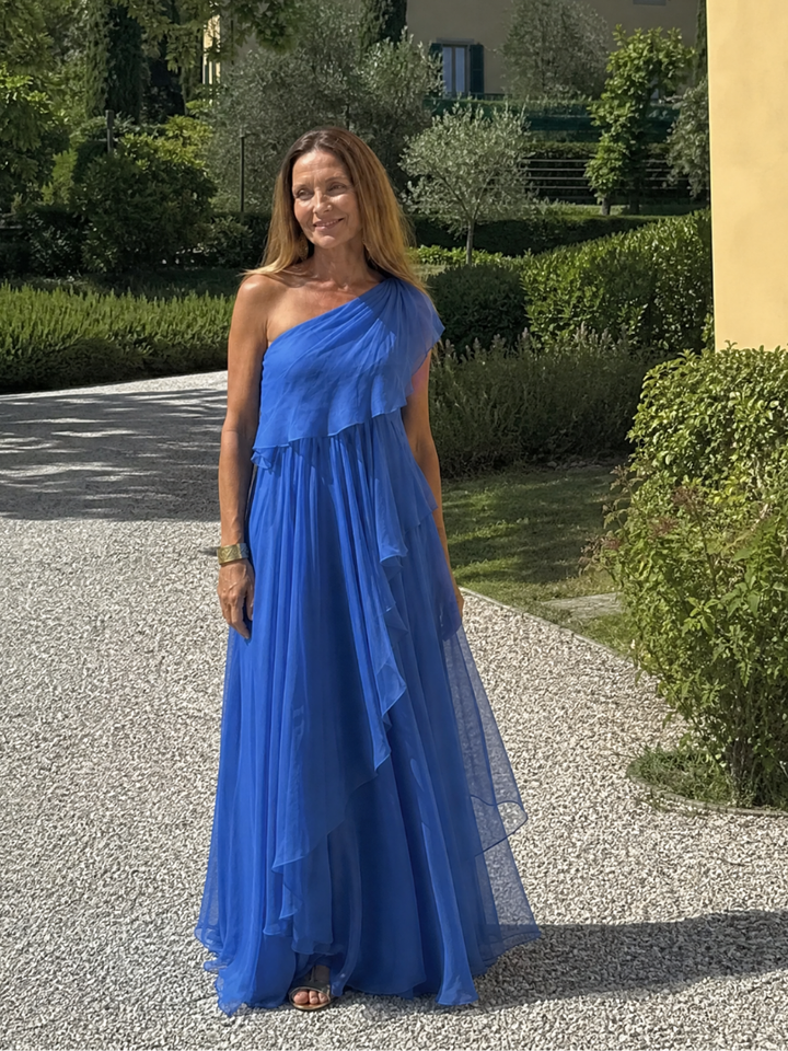 Robe Maxi Asymétrique Volants pour femme