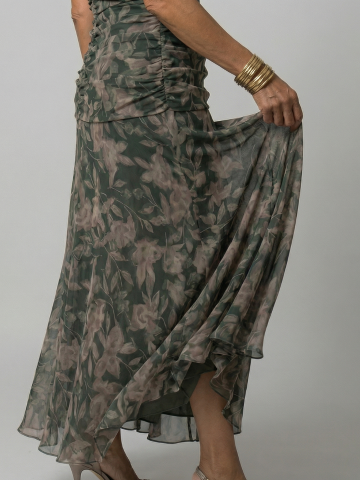 Vestido largo para mujer con escote drapeado