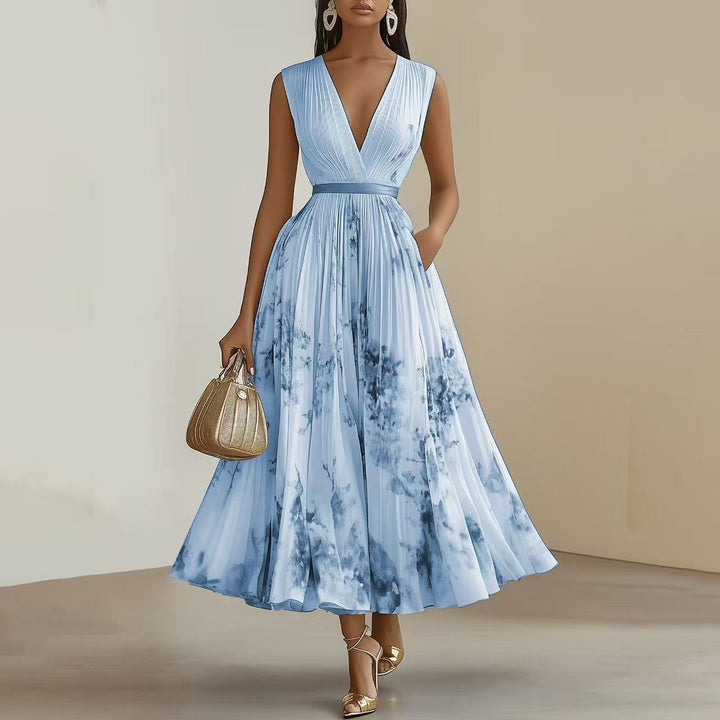 Robe Midi Fleurie à Col V pour Femme Romantique