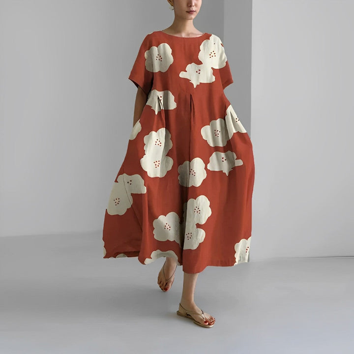 Vestito midi da donna stampato a taglio ampio