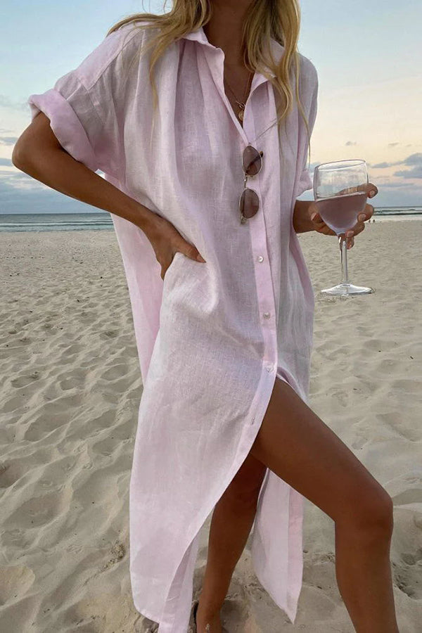 Vestito Camicia Donna Taglio Ampio Spiaggia