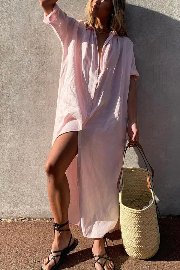 Vestito Camicia Donna Taglio Ampio Spiaggia