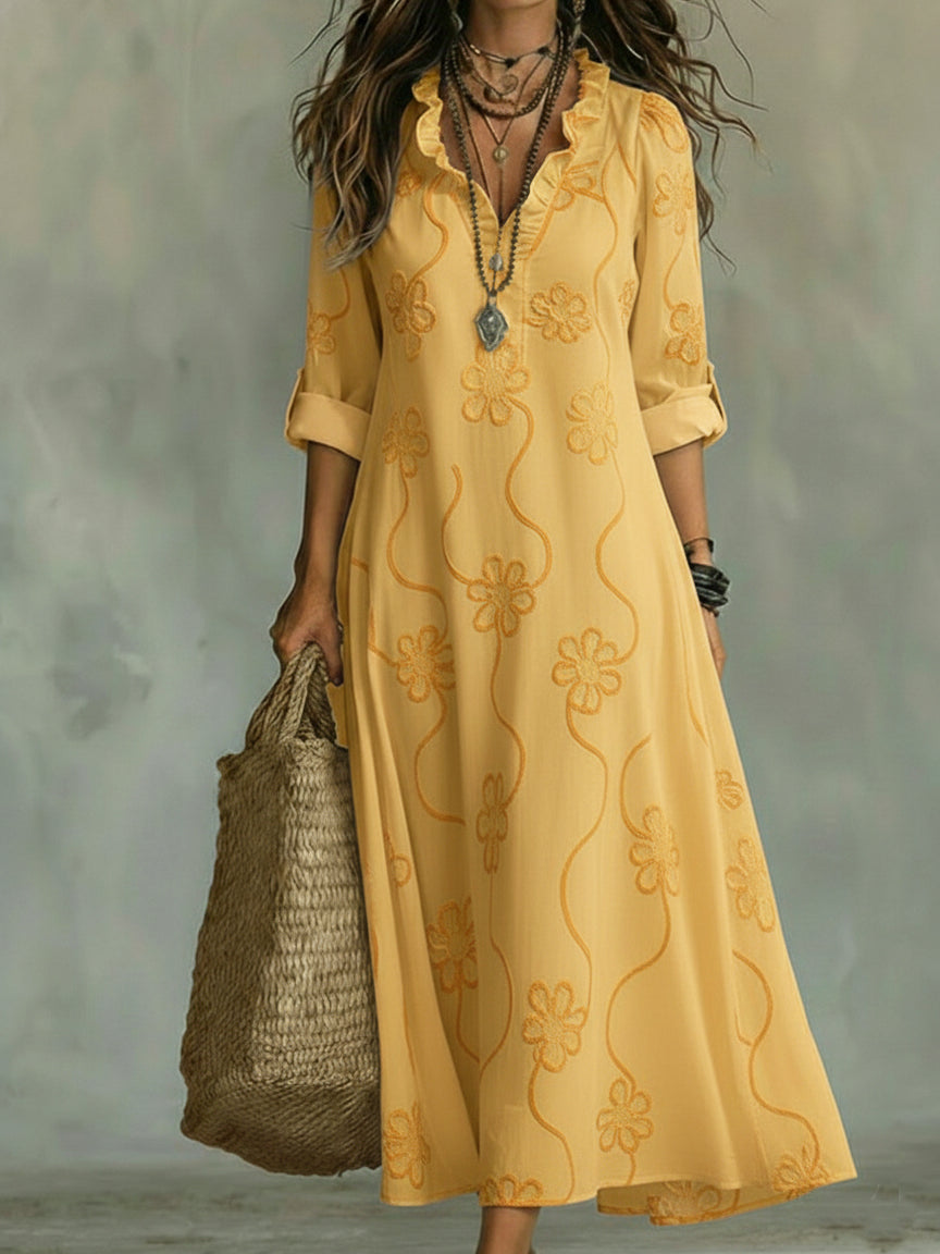 Embroidered Bohemian Long Dress for Women