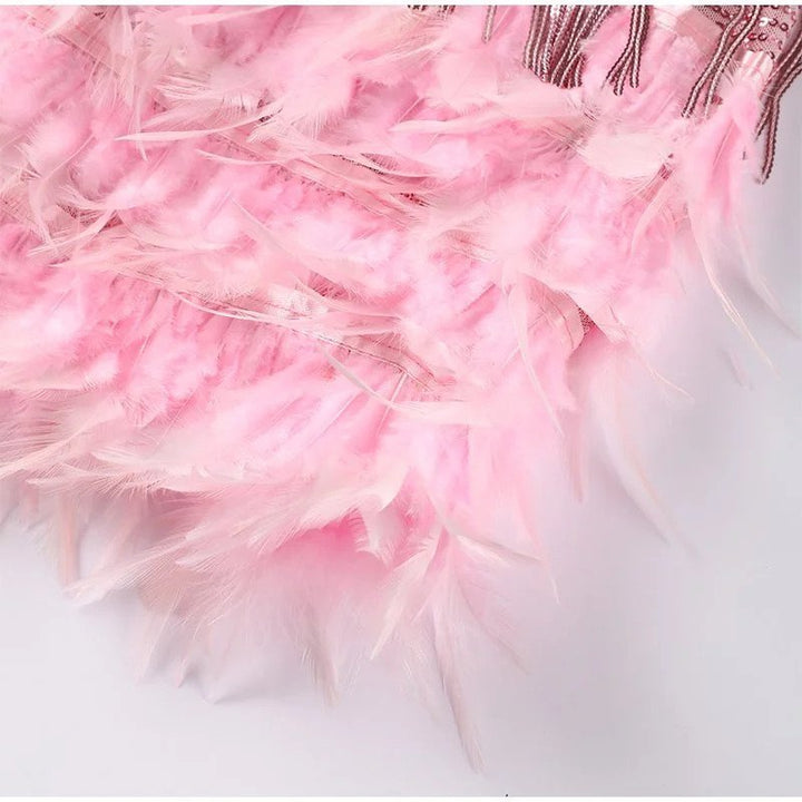 Robe Courte à Franges et Bretelles Fines pour Femme