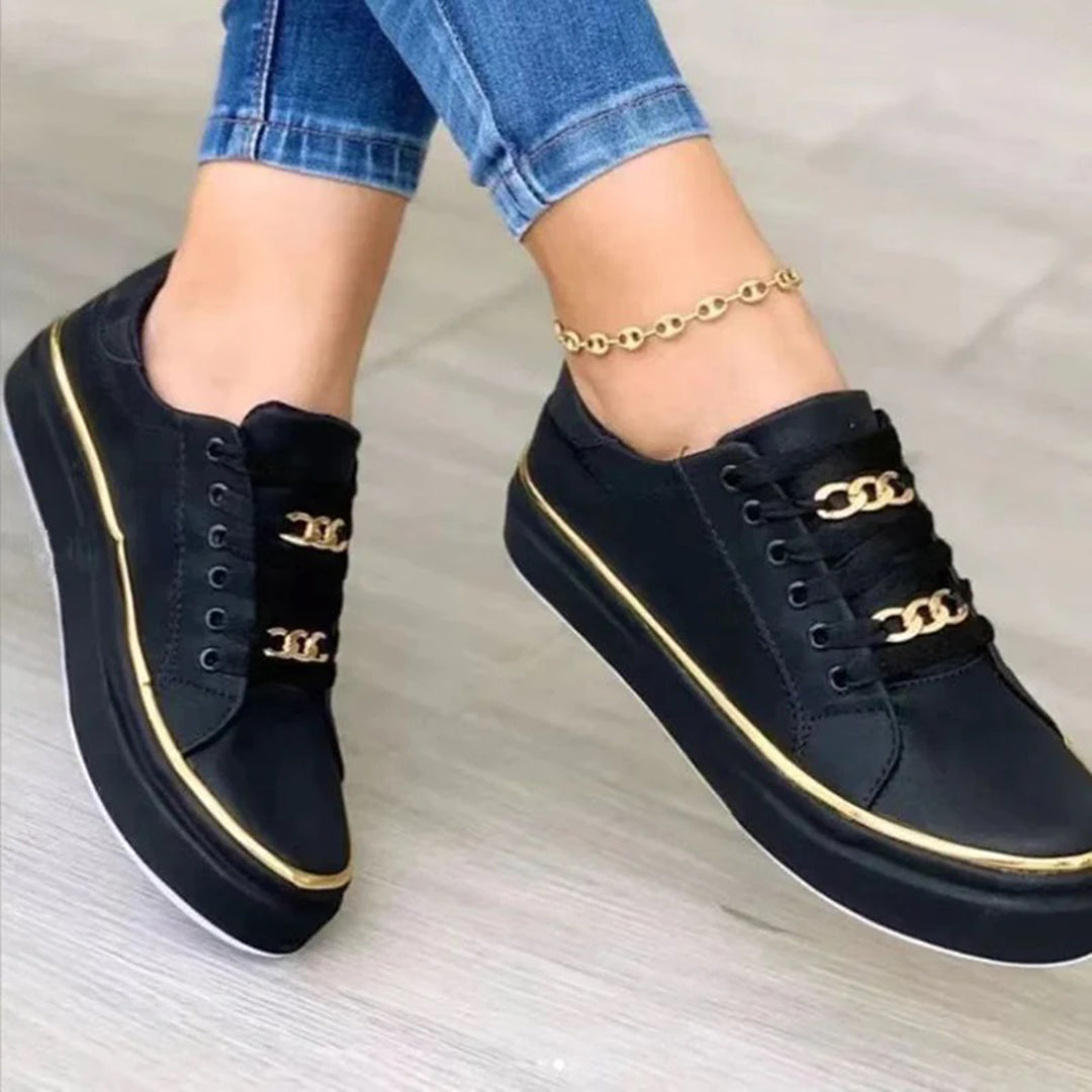 Elegantní dámské tenisky na ploché podrážce se šněrováním, casual chic styl