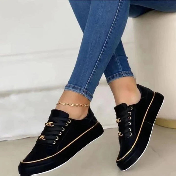 Elegantní dámské tenisky na ploché podrážce se šněrováním, casual chic styl