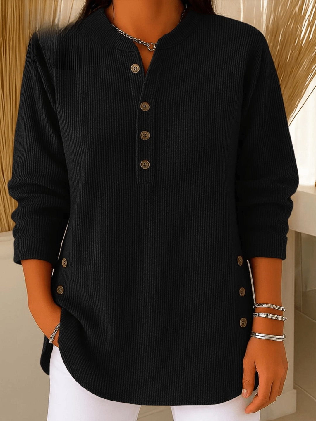 Pullover donna casual con bottoni elegante