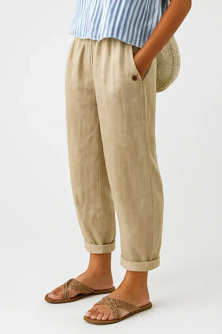 Pantaloni da donna casual dalla vestibilità fluida alla caviglia con tasche