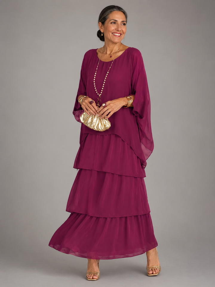 Robe Longue Femme à Volants Superposés