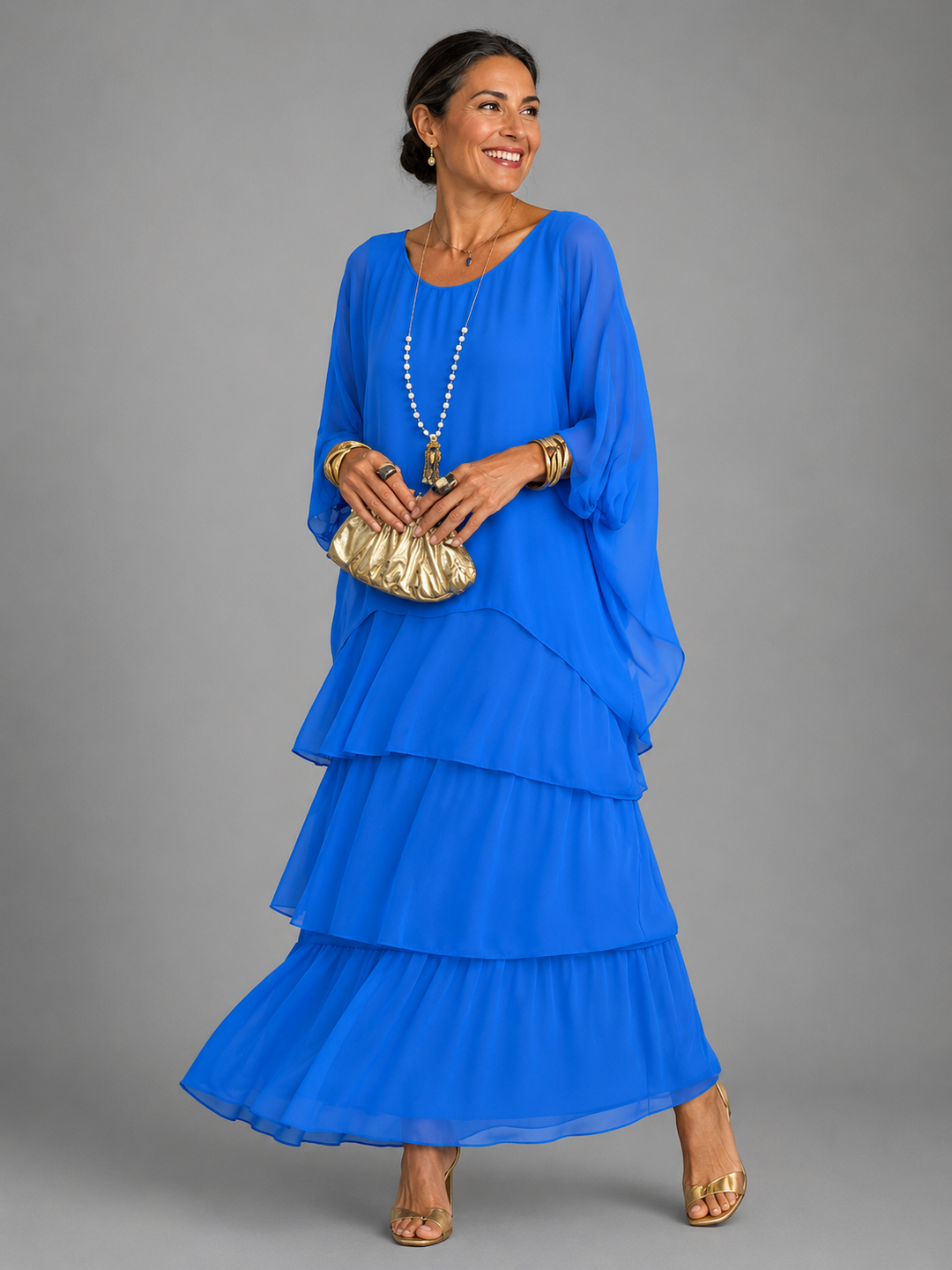 Robe Longue Femme à Volants Superposés