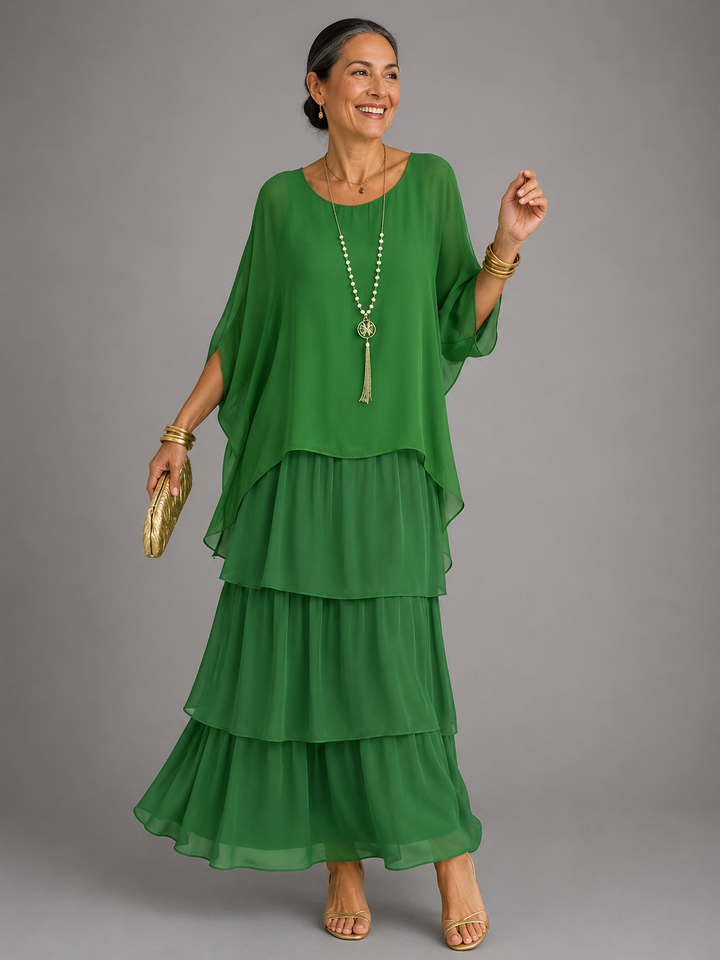 Robe Longue Femme à Volants Superposés