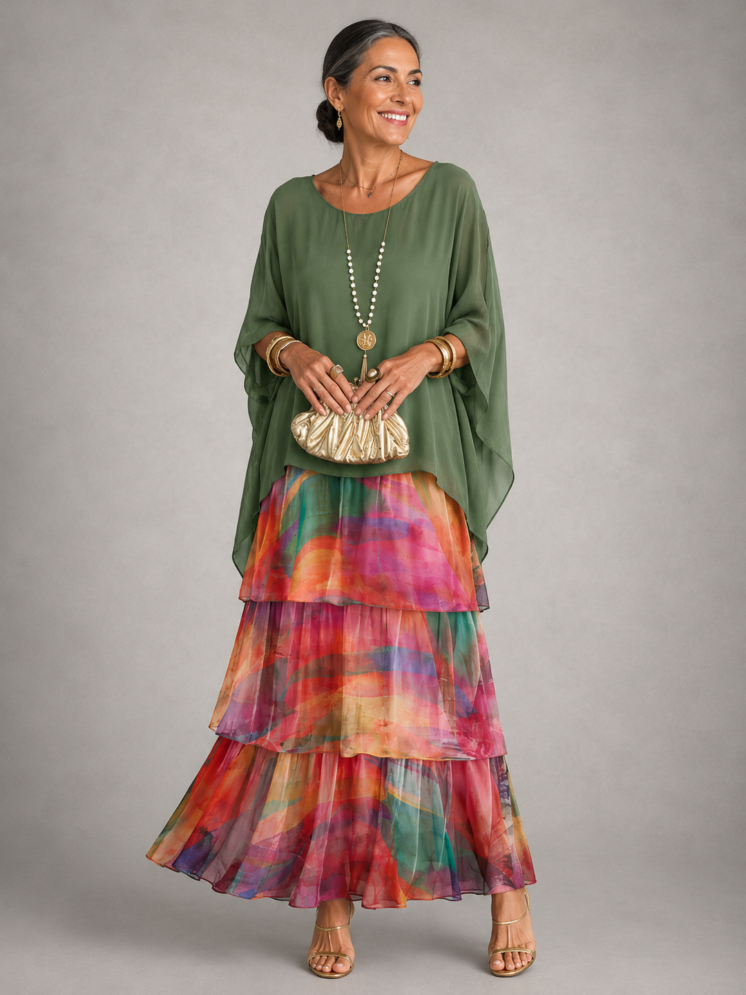 Robe Longue Femme à Volants Superposés