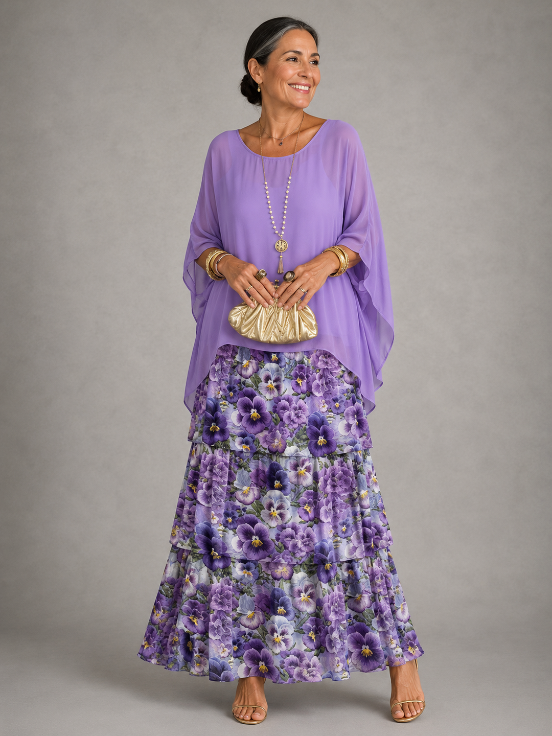 Robe Longue Femme à Volants Superposés