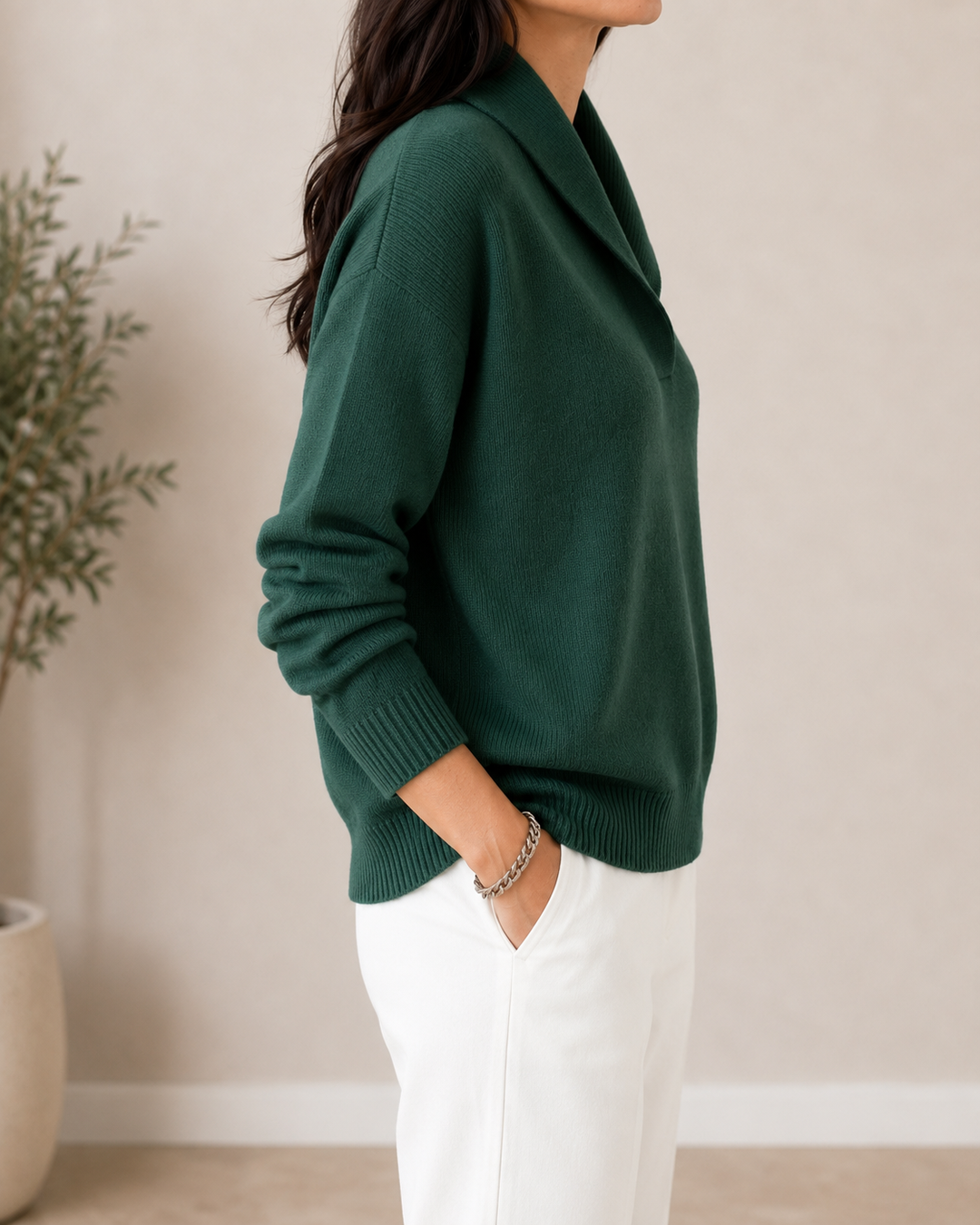 Maglione a collo alto da donna in morbida maglia a maniche lunghe