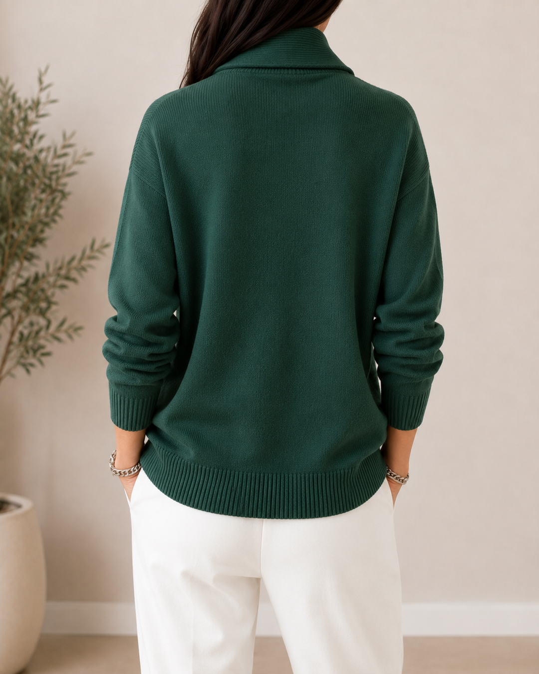 Maglione a collo alto da donna in morbida maglia a maniche lunghe