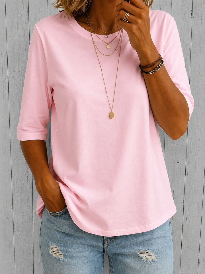 T-shirt Femme à Manches Courtes Col Rond et Coupe Confort