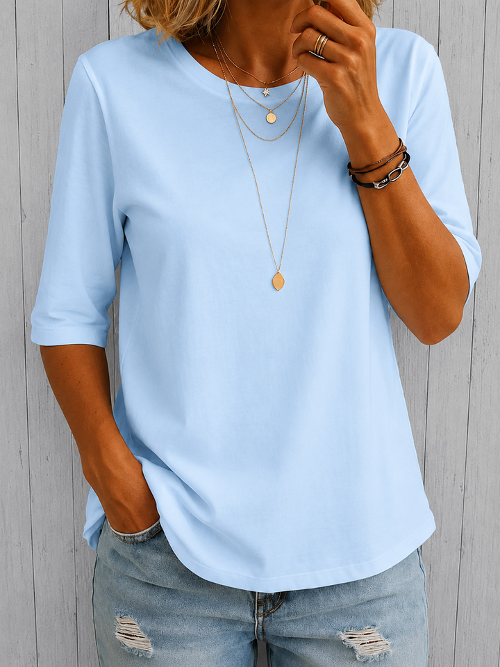 T-shirt Femme à Manches Courtes Col Rond et Coupe Confort