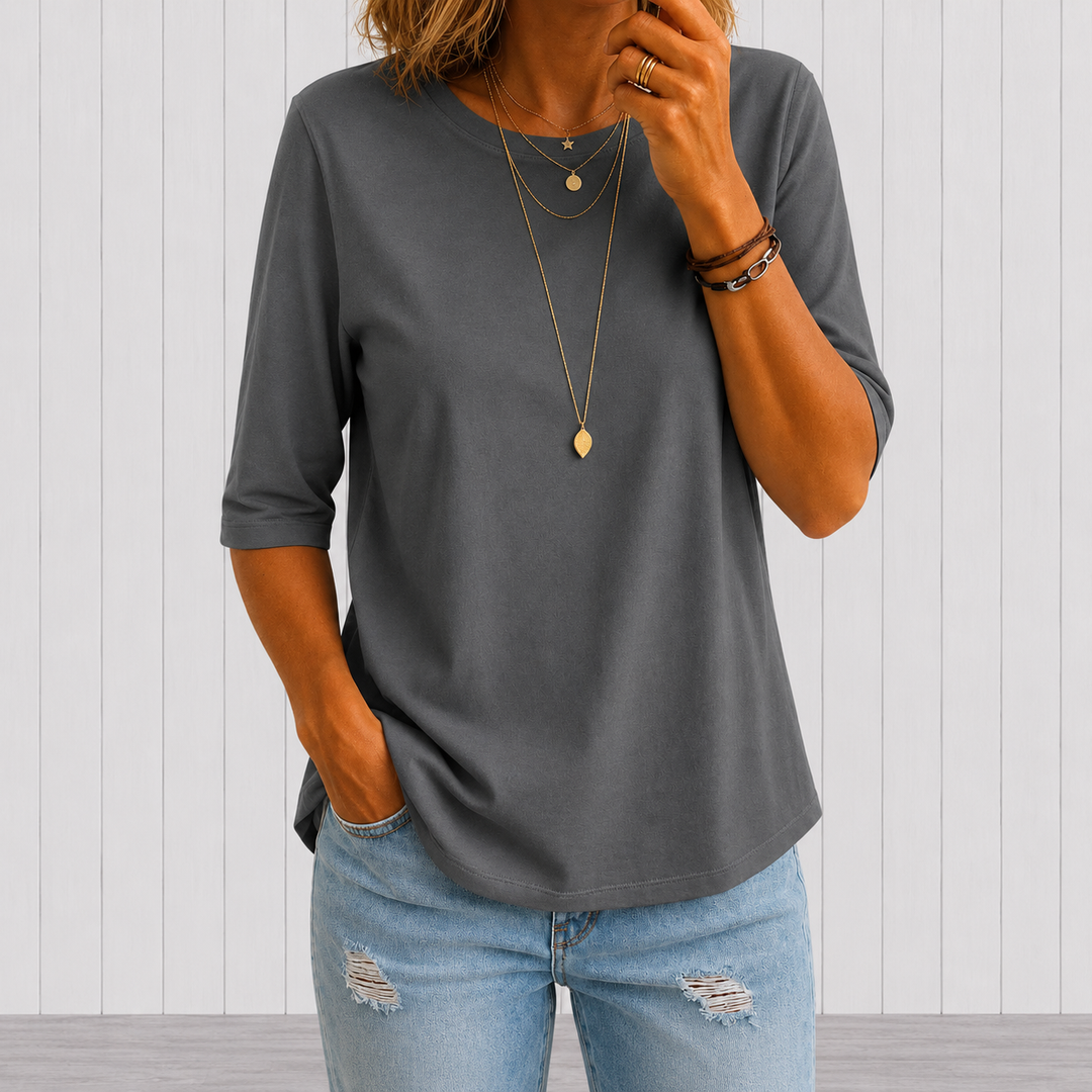 T-shirt Femme à Manches Courtes Col Rond et Coupe Confort