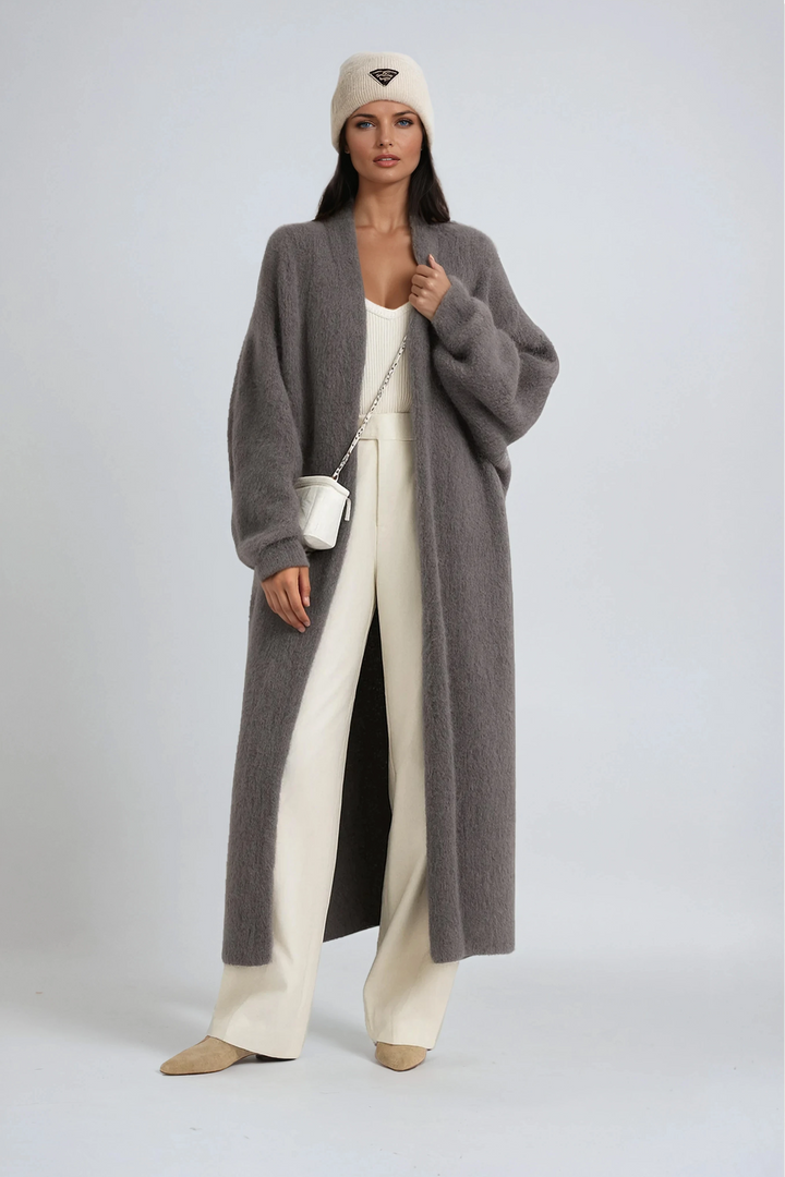 Cardigan lungo da donna aperto sul davanti