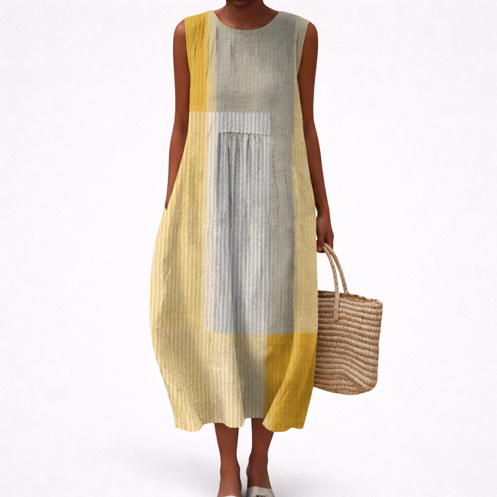Women's Sleeveless Summer Dress with Elegant Print