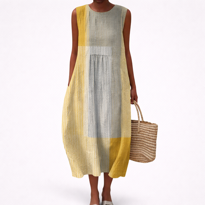 Women's Sleeveless Summer Dress with Elegant Print