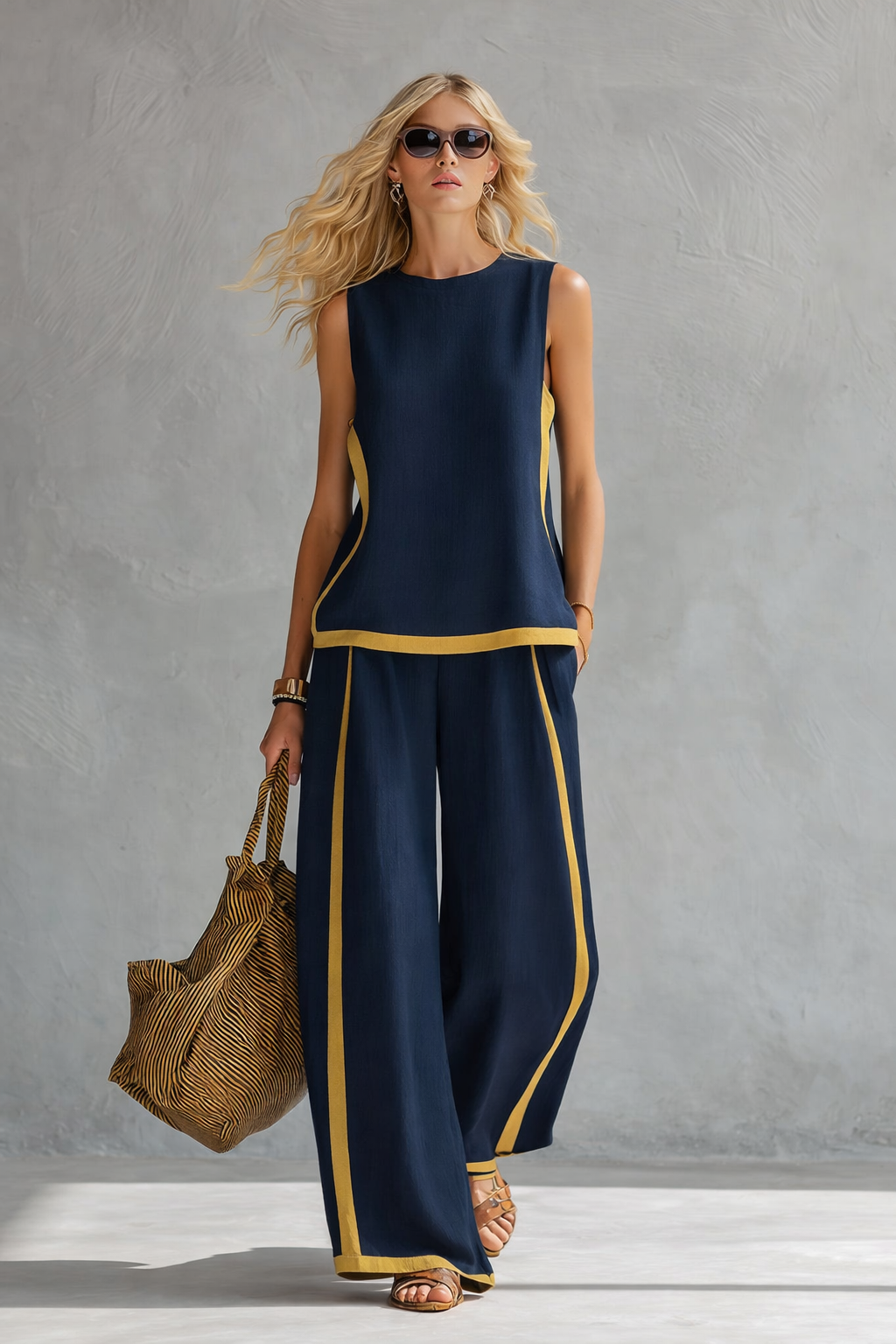 Elegant Women's Two-Piece Set with Flowing Cut