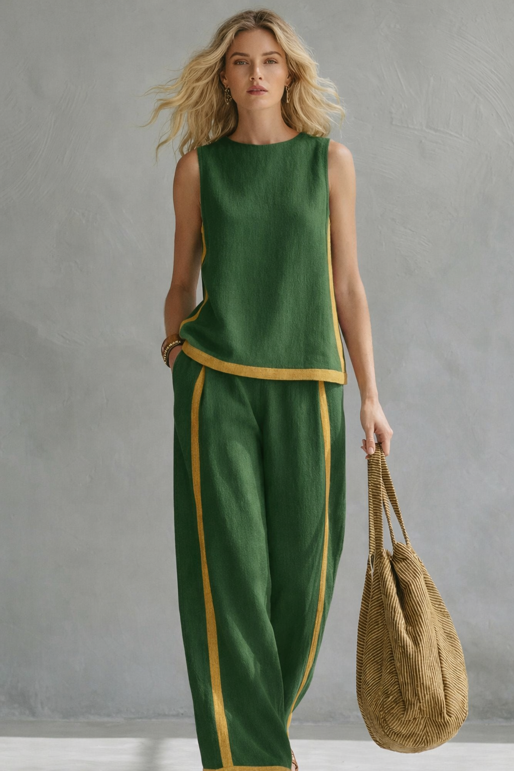Elegant Women's Two-Piece Set with Flowing Cut
