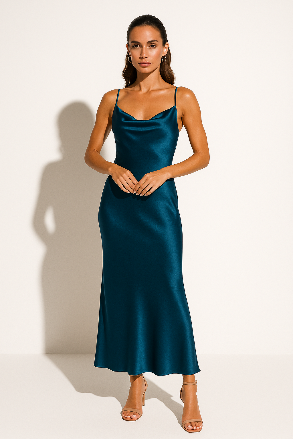 Vestido Midi Satinado Elegante para Mujer