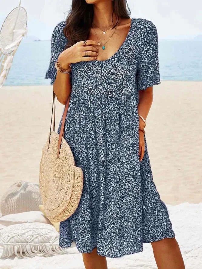 Robe courte coton fleurs femme