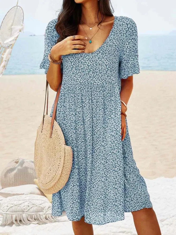 Robe courte coton fleurs femme