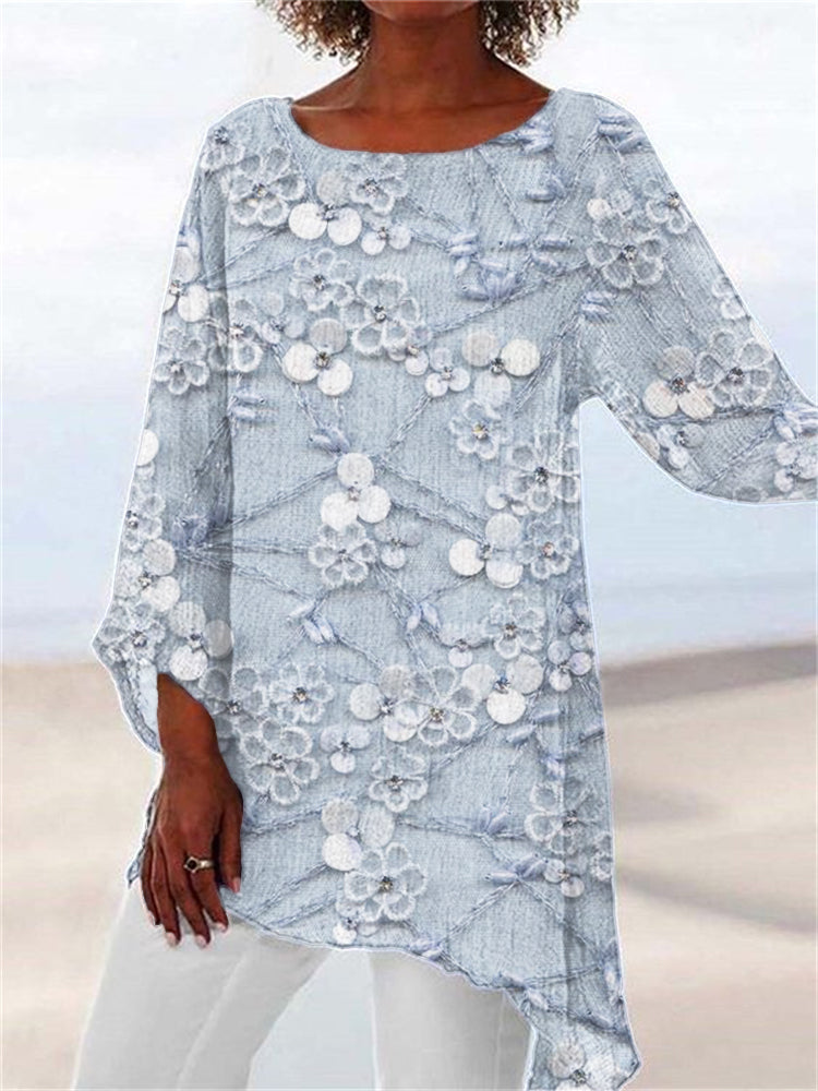 Blouse asymétrique imprimé floral femme