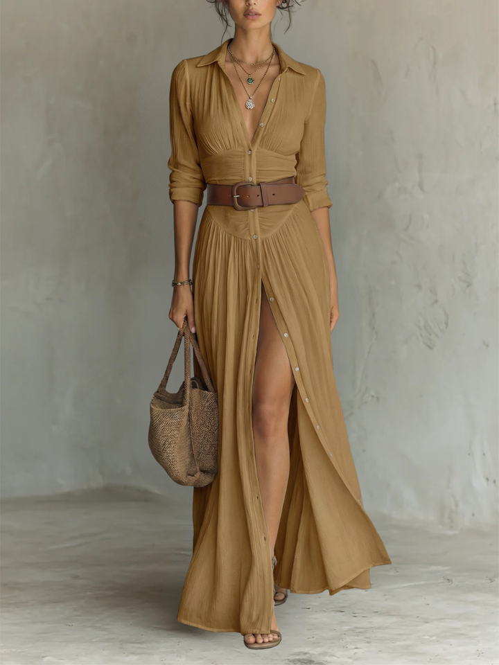 Robe Longue Chemise Boutonnée Femme