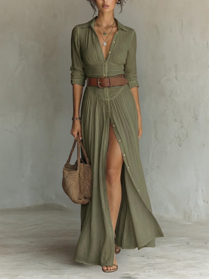 Robe Longue Chemise Boutonnée Femme