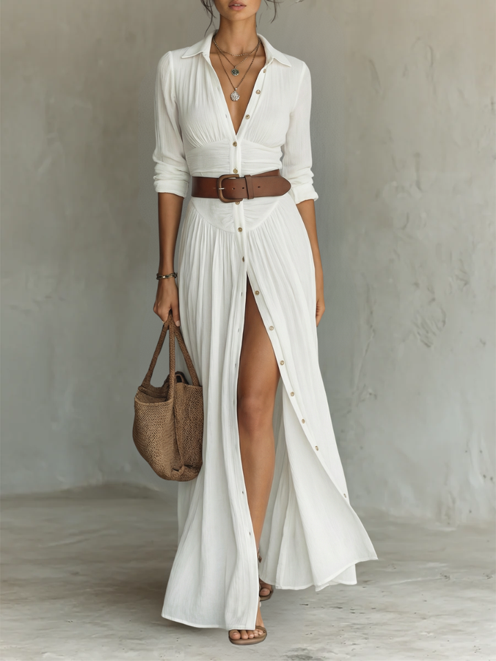 Robe Longue Chemise Boutonnée Femme