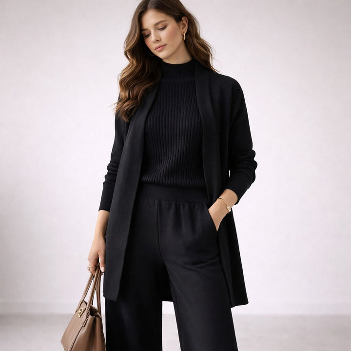 Completo da donna in maglia a 3 pezzi, confortevole