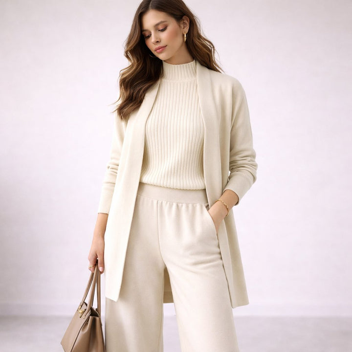 Completo da donna in maglia a 3 pezzi, confortevole