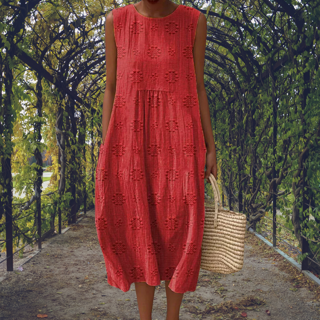 Robe midi coton à pois femme