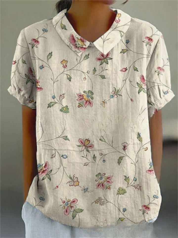 Chemisier Fleuri Décontracté à Col Chemise pour Femme