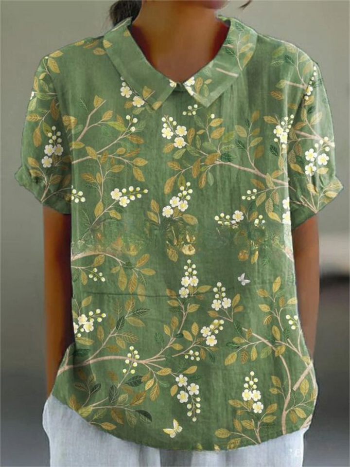 Chemisier Fleuri Décontracté à Col Chemise pour Femme