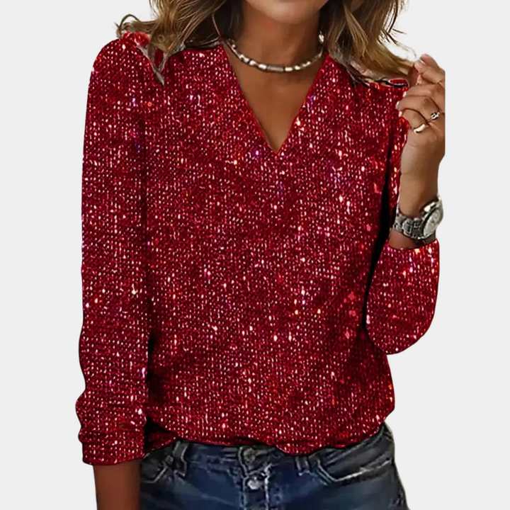Blouse Femme Élégante à Col V Coupe Fluide