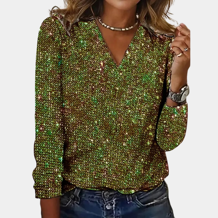 Blouse Femme Élégante à Col V Coupe Fluide