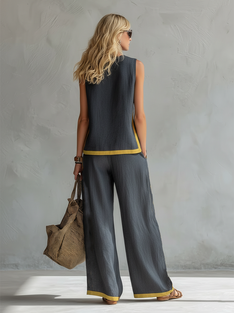 Elegant Women's Two-Piece Set with Flowing Cut