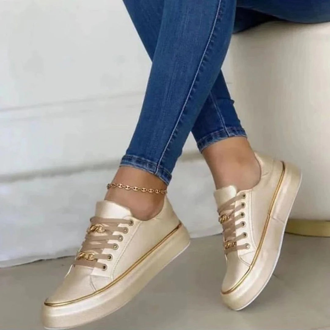 Elegantní dámské tenisky na ploché podrážce se šněrováním, casual chic styl