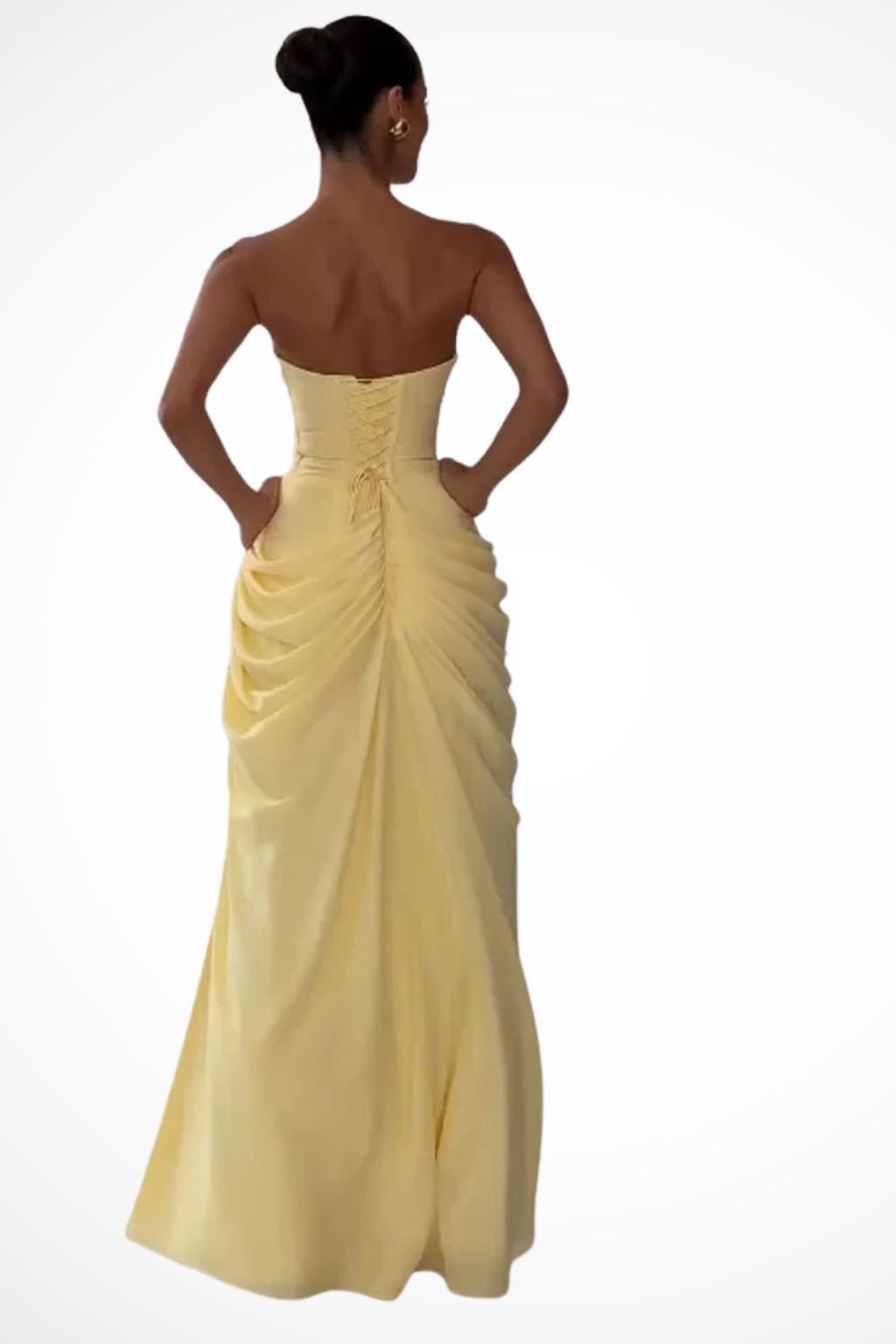 Robe Longue Bustier Femme Drapée à Fente Élégante